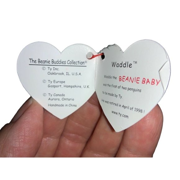 Ty Beanie Buddy Waddle the Penguin 1998 Stuffed Animal Plush Toy Retired - Picture 7 of 10